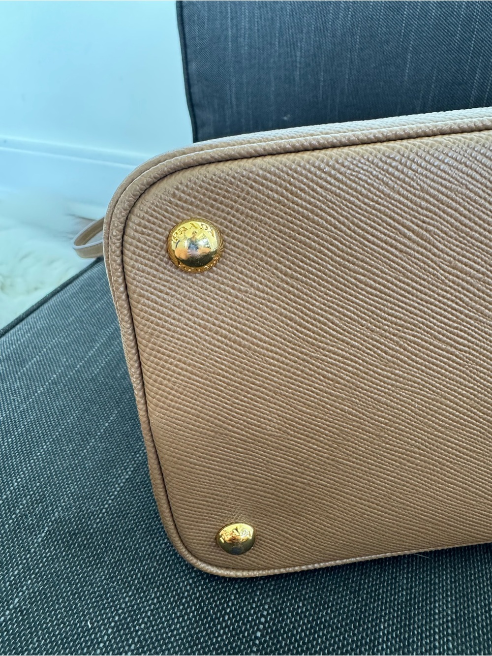 Prada Brown Double Saffiano Tote with Turquoise Interior Rare - Picture 12 of 13